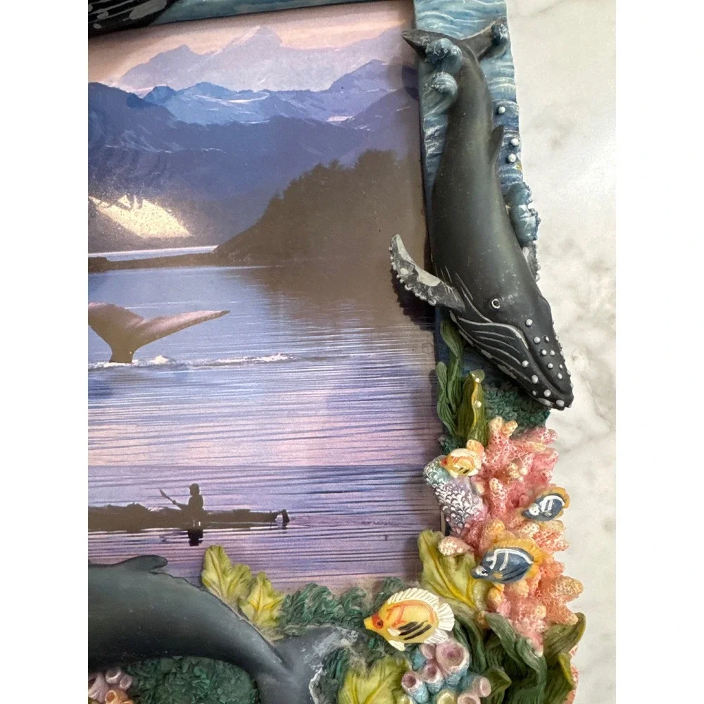 Montefiori Collection 3D Whale Picture Frame Nautical Resin Ocean Decor 10x12